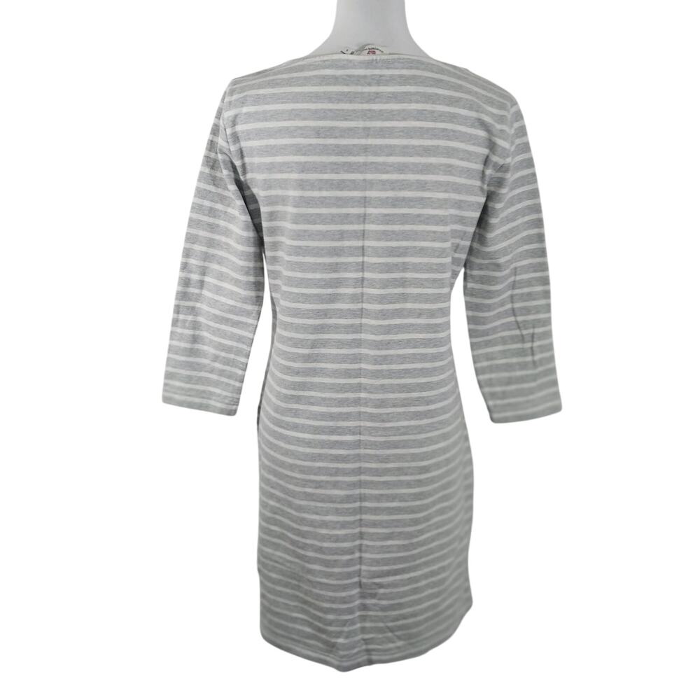 VINEYARD VINES! ASH GRAY & WHITE STRIPED 100% COTTON KNIT LONG SLEEVE DRESS! S - Picture 7 of 12